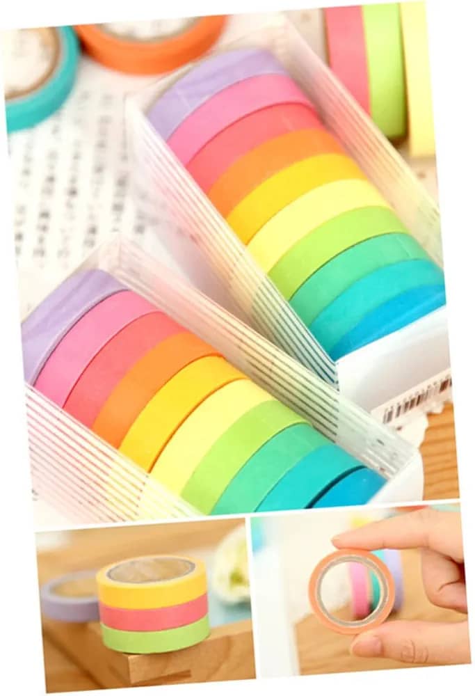 10 Rolls Chic Washi Tape Colorful Rainbow Design Removable Decorative Tape for DIY Stationery Wrapping Photo Album (Random Color) - Image 3