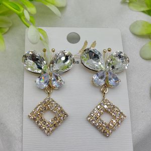Imported Dazzling Butterfly and Diamond Drop Earrings Nickel-Free Sparkle