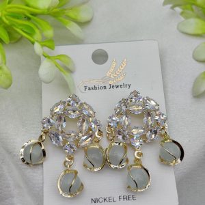 Imported Exquisite Crystal Halo Earrings with Chic Gemstone Dangles