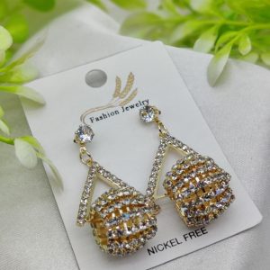 Imported Glamorous Triangle Drop Earrings with Rhinestone Accents | Girls Earrings | Women Earrings | Jewellery