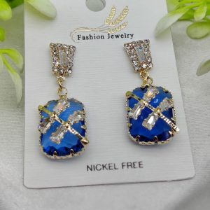 Imported Exquisite Sapphire-Blue Crystal Drop Earrings  Nickel Free | Girls Earrings | Women Earrings | Jewellery