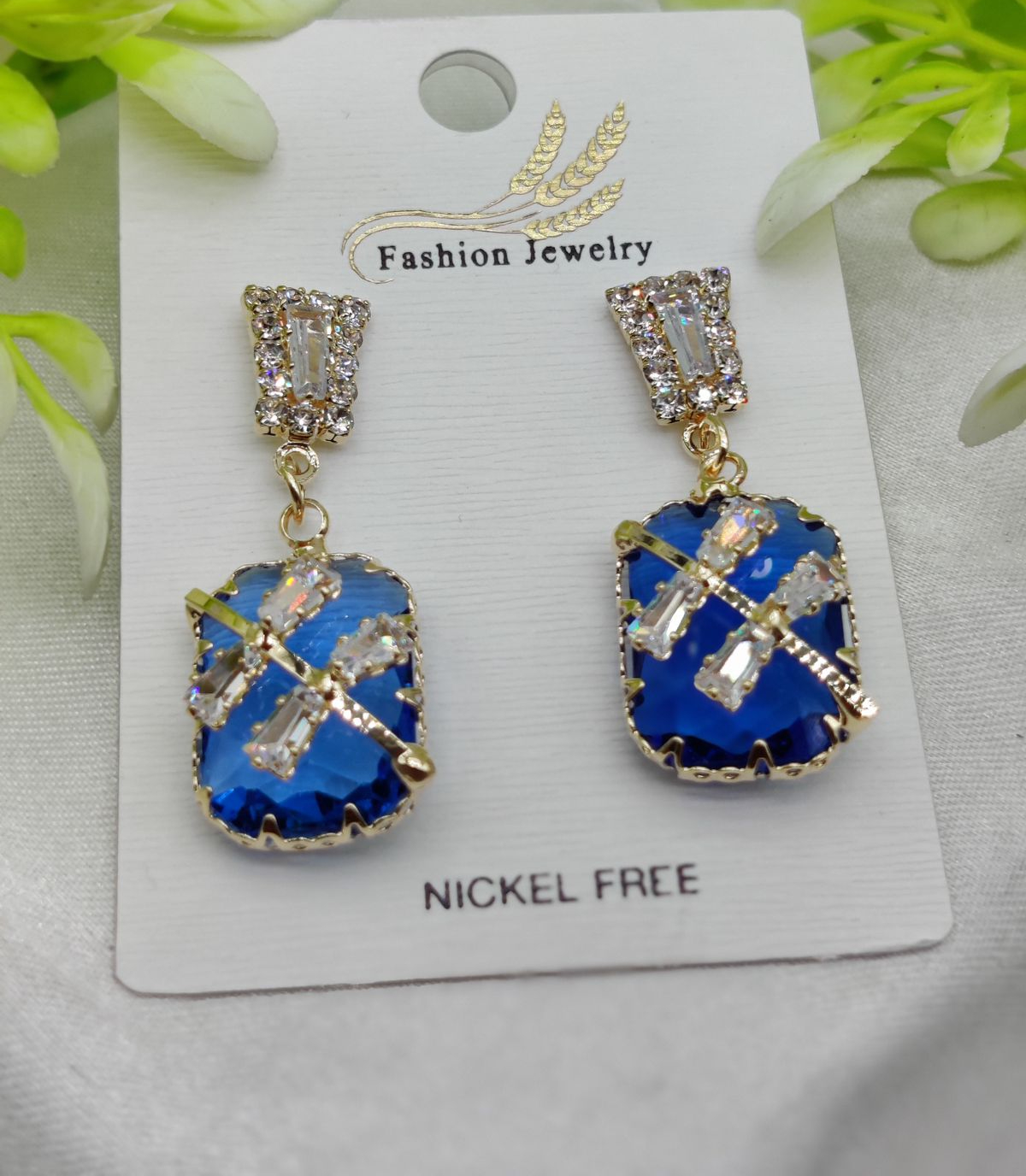 Imported Exquisite Sapphire-Blue Crystal Drop Earrings Nickel Free | Girls Earrings | Women Earrings | Jewellery