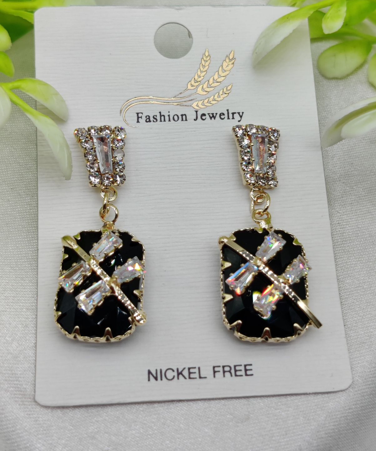 Imported Elegant Black Crystal Earrings with Sparkling Rhinestone Accents Nickel-Free | Girls Earrings | Women Earrings | Jewellery
