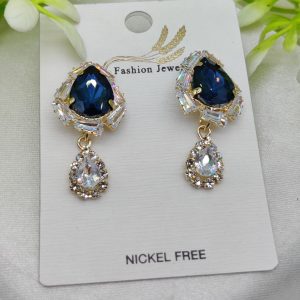 Imported Elegant Royal Blue Drop Earrings with Crystal Accents Nickel-Free | Girls Earrings | Women Earrings | Jewellery