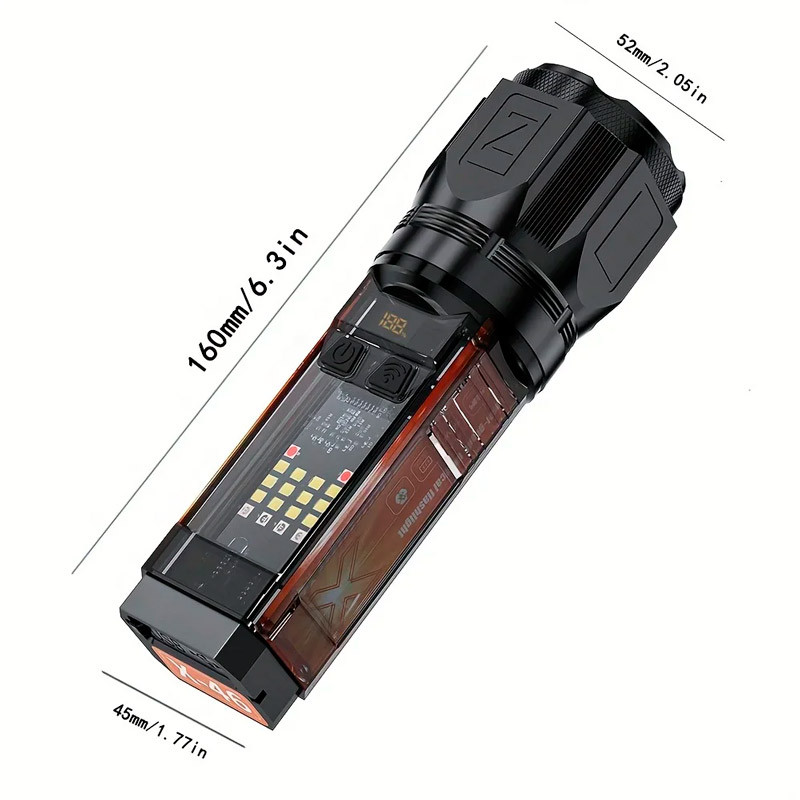 X-46 Multifunctional Flashlight Telescopic Zoom, Type-C Charging, Power Bank & Multiple Light Modes - Image 3