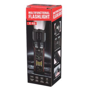 X-46 Multifunctional Flashlight Telescopic Zoom, Type-C Charging, Power Bank & Multiple Light Modes