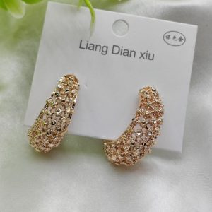 Imported Elegant Textured Hoop Earrings  Dazzling Gold Finish Earrings - Luxurious Gold Finish