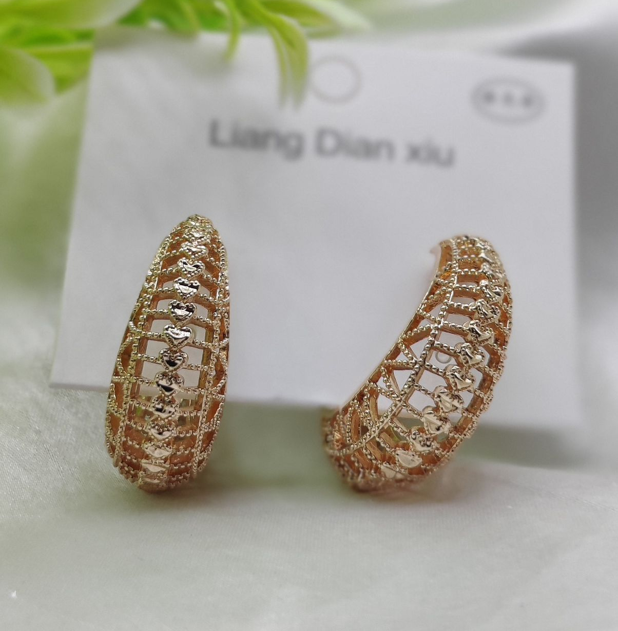 Imported Elegant Hollow Heart Design Gold-Plated Hoop Earrings - Luxurious Gold Finish