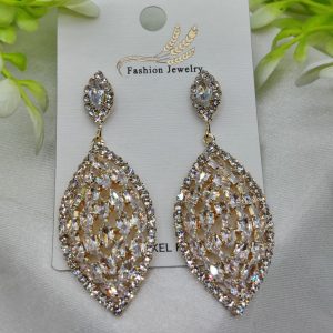 Imported Luxury Crystal Drop Earrings - Intricately Designed for Elegance - Luxurious Gold Finish
