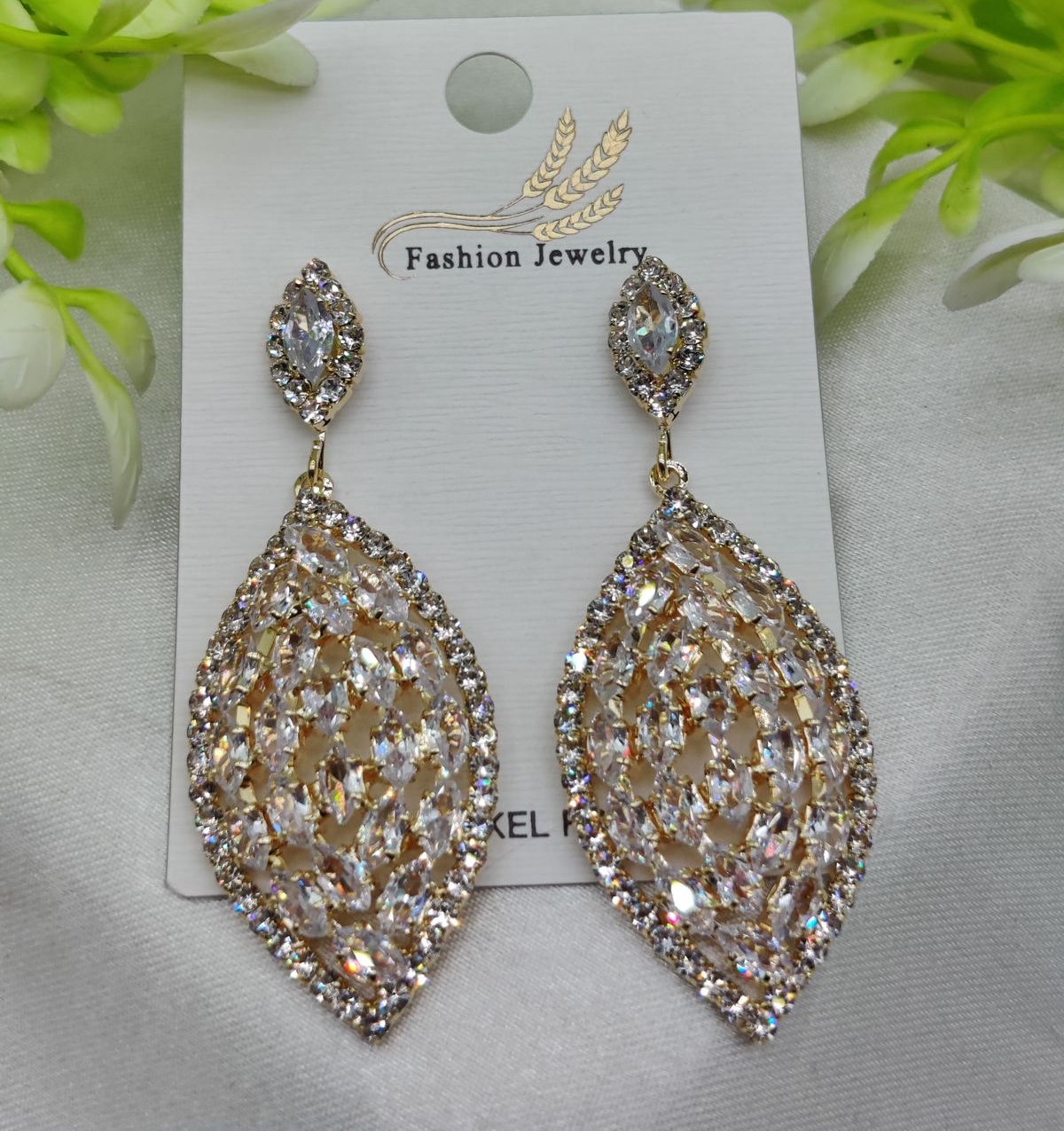 Imported Luxury Crystal Drop Earrings - Intricately Designed for Elegance - Luxurious Gold Finish