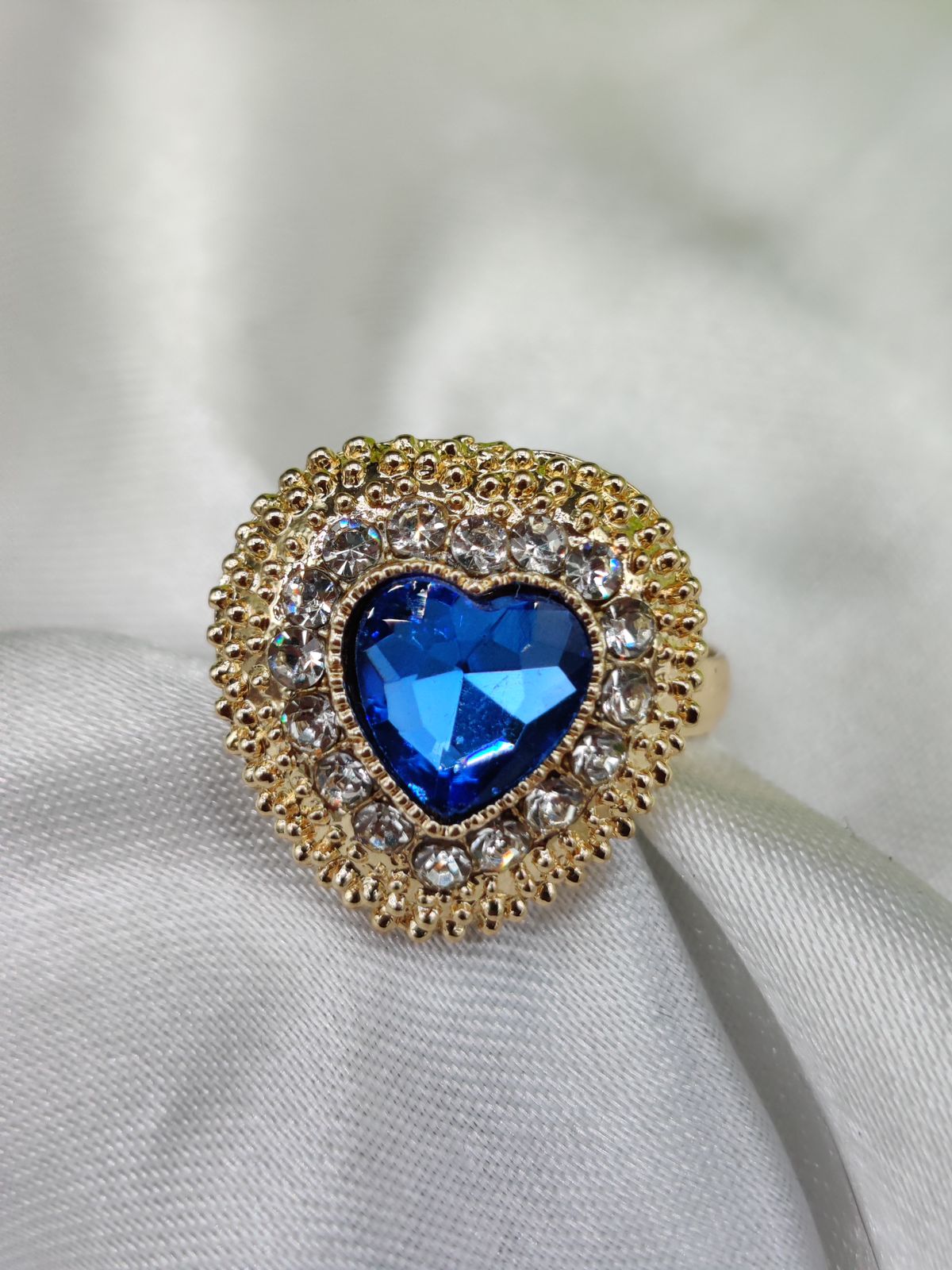 1 Piece Imported Heartfelt Elegance Blue Crystal Ring | Adjustable Ring Timeless Charm ??