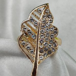 1 Piece Imported Elegant Crystal-Studded Leaf Ring | Best Quality Ring For Girls & Women | Adjustable Ring | Elegant Design Ring For Every Occasion