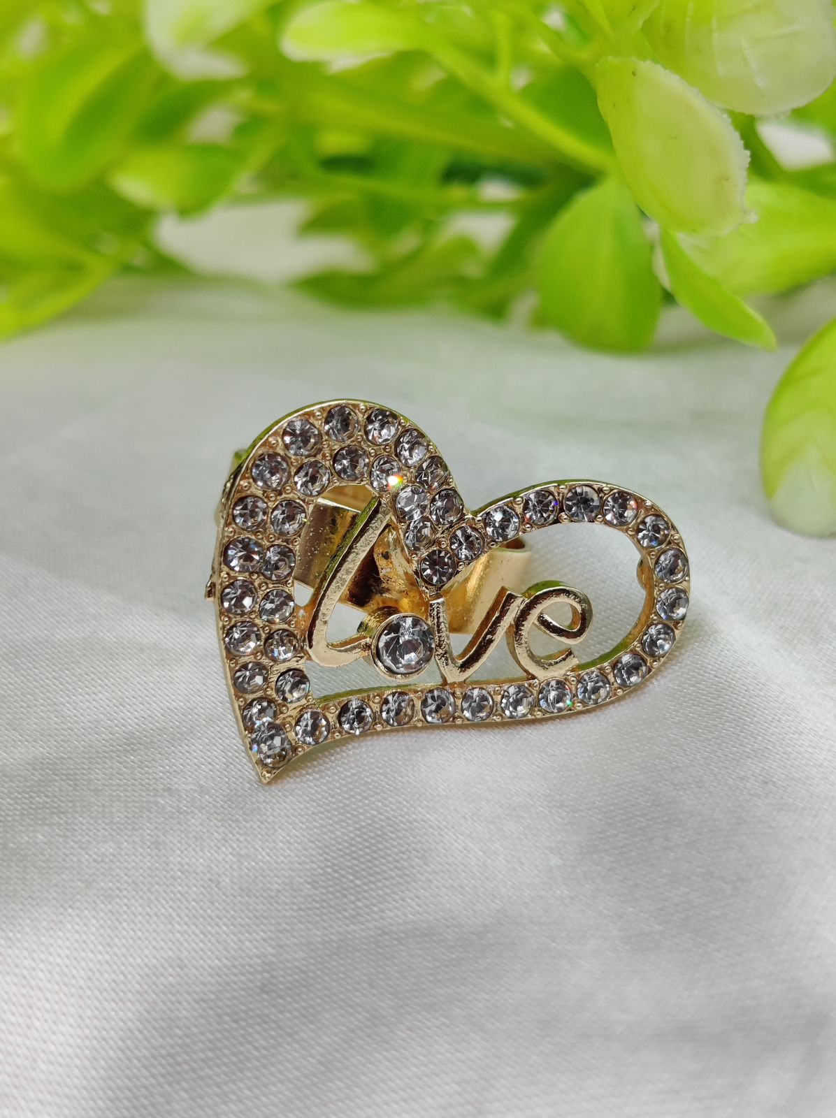 1 Piece Imported Radiant Love Heart Crystal Ring - Shimmer with Elegance | Luxurious Design Ring | Adjustable Ring | Ring For Girls & Women