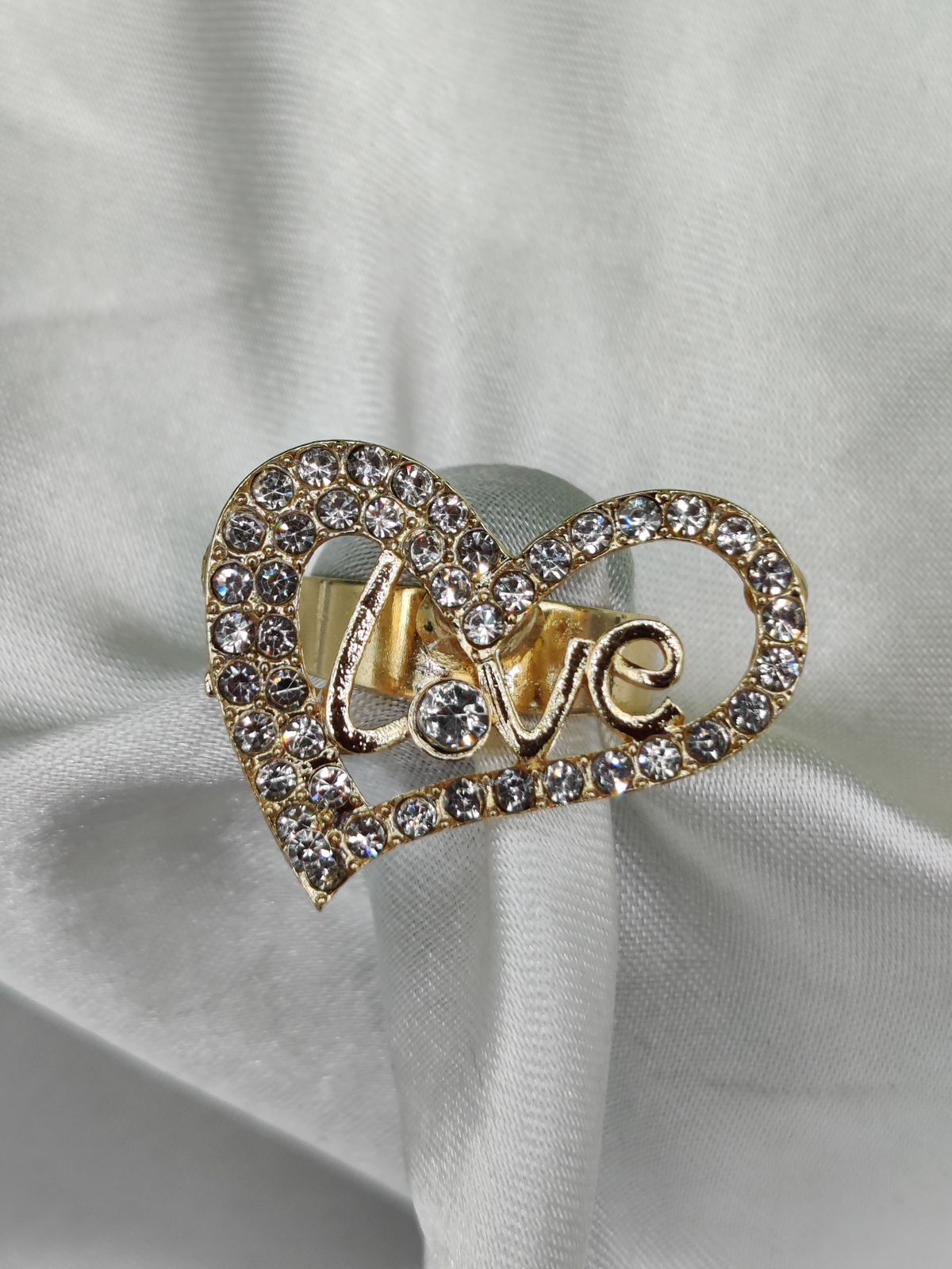 1 Piece Imported Radiant Love Heart Crystal Ring - Shimmer with Elegance | Luxurious Design Ring | Adjustable Ring | Ring For Girls & Women - Image 2