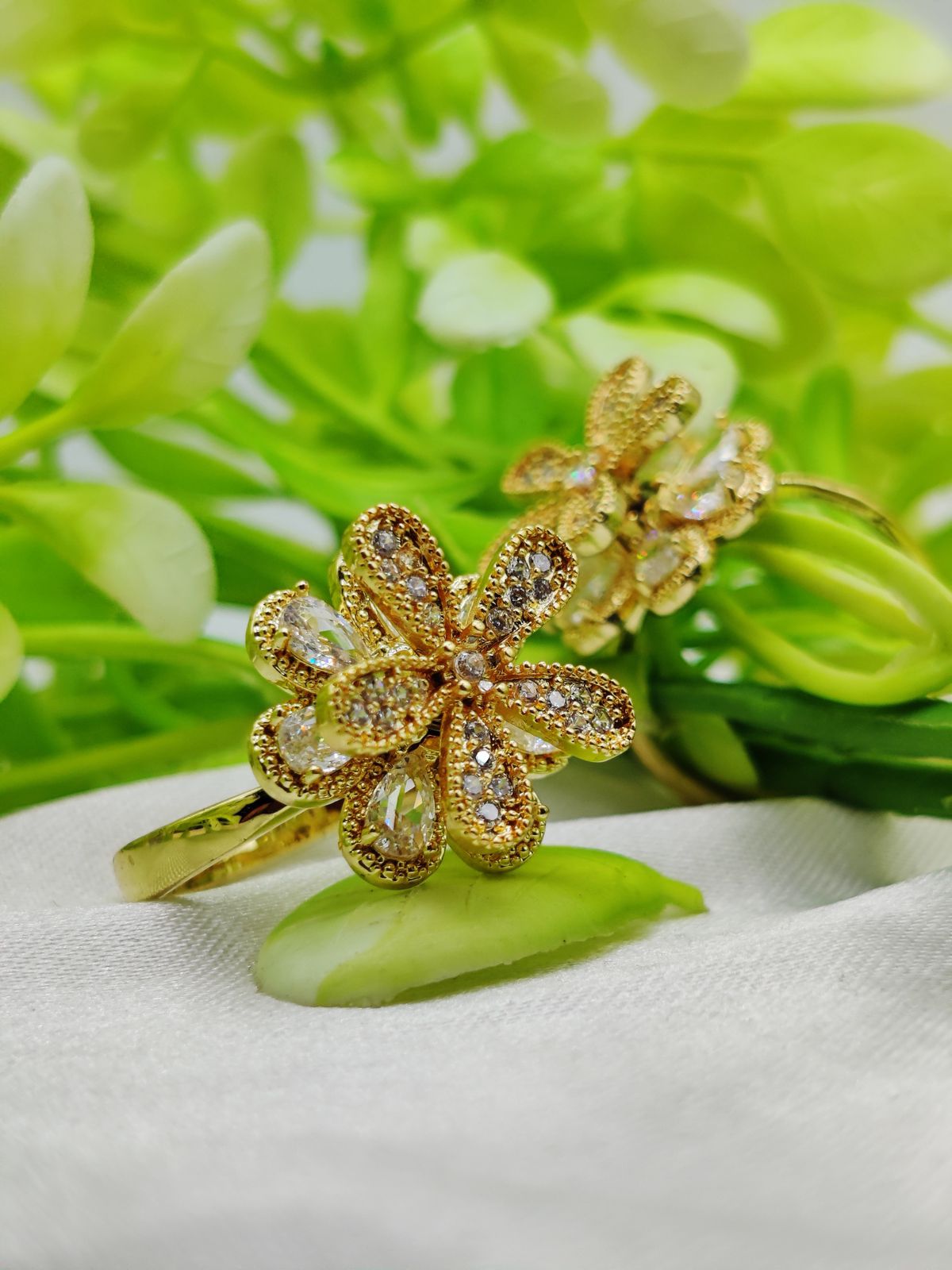 1 Piece Imported Blooming Elegance Adjustable Ring Set Two Radiant Color ?? | Luxurious Design Ring | Adjustable Ring | Ring For Girls & Women ? - Image 5