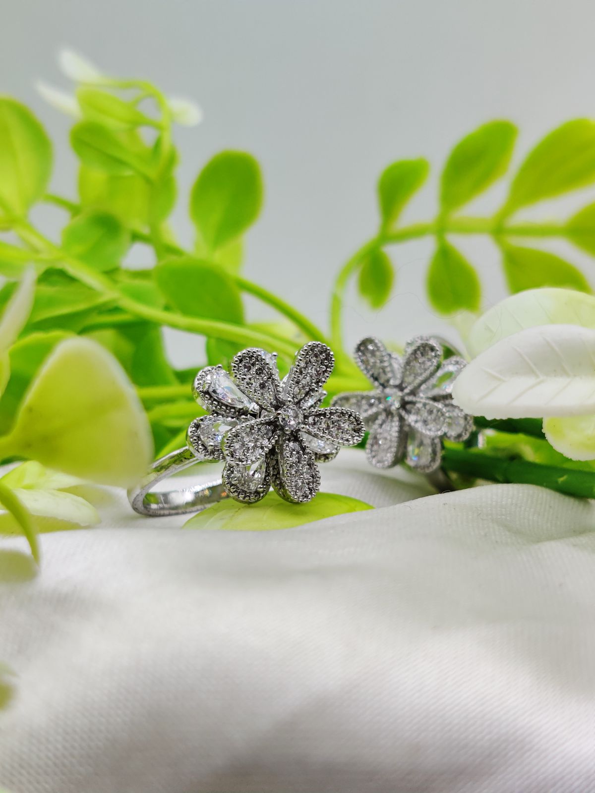 1 Piece Imported Blooming Elegance Adjustable Ring Set Two Radiant Color ?? | Luxurious Design Ring | Adjustable Ring | Ring For Girls & Women ? - Image 3
