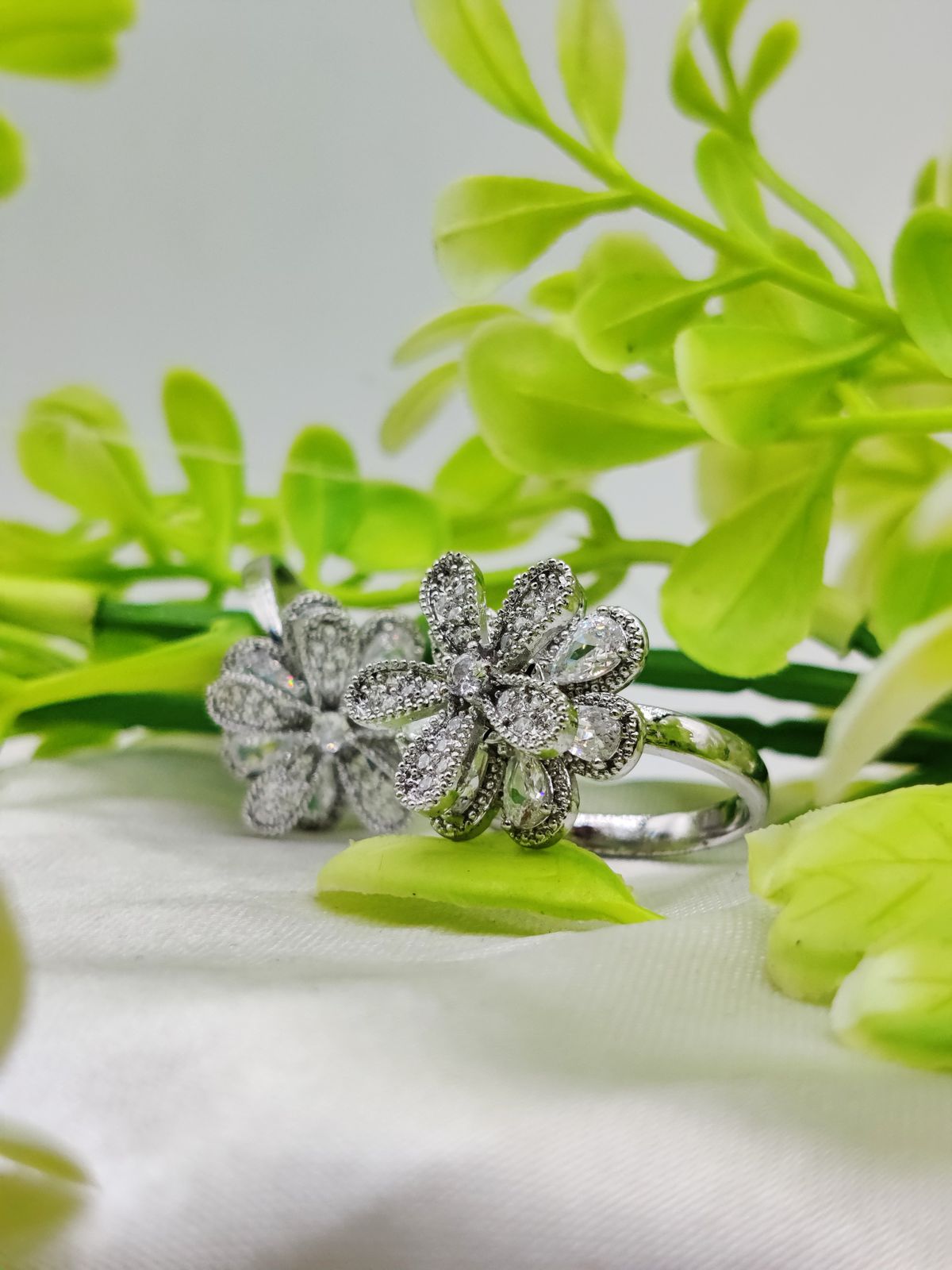1 Piece Imported Blooming Elegance Adjustable Ring Set Two Radiant Color ?? | Luxurious Design Ring | Adjustable Ring | Ring For Girls & Women ? - Image 2