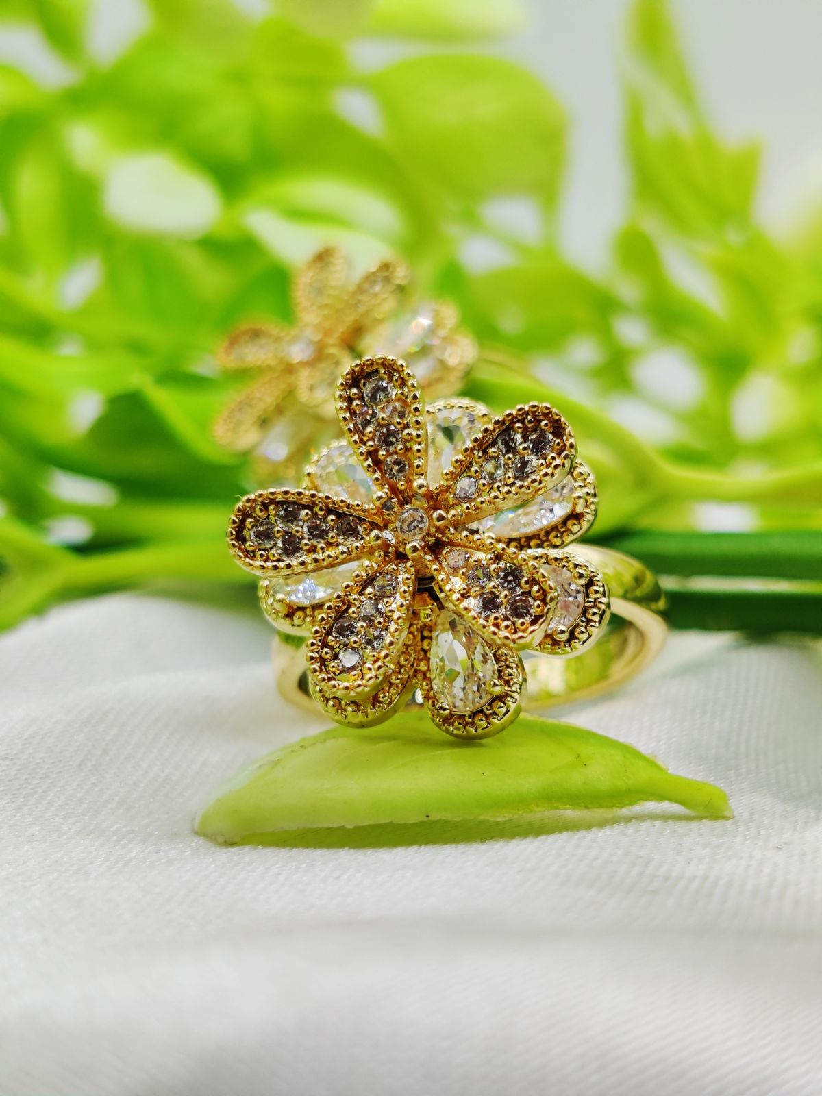 1 Piece Imported Blooming Elegance Adjustable Ring Set Two Radiant Color ?? | Luxurious Design Ring | Adjustable Ring | Ring For Girls & Women ? - Image 4