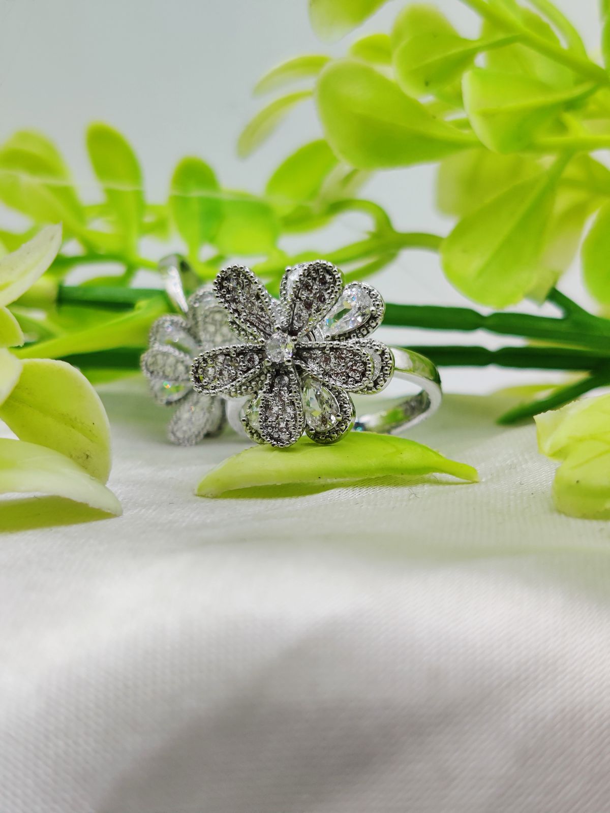 1 Piece Imported Blooming Elegance Adjustable Ring Set Two Radiant Color ?? | Luxurious Design Ring | Adjustable Ring | Ring For Girls & Women ?