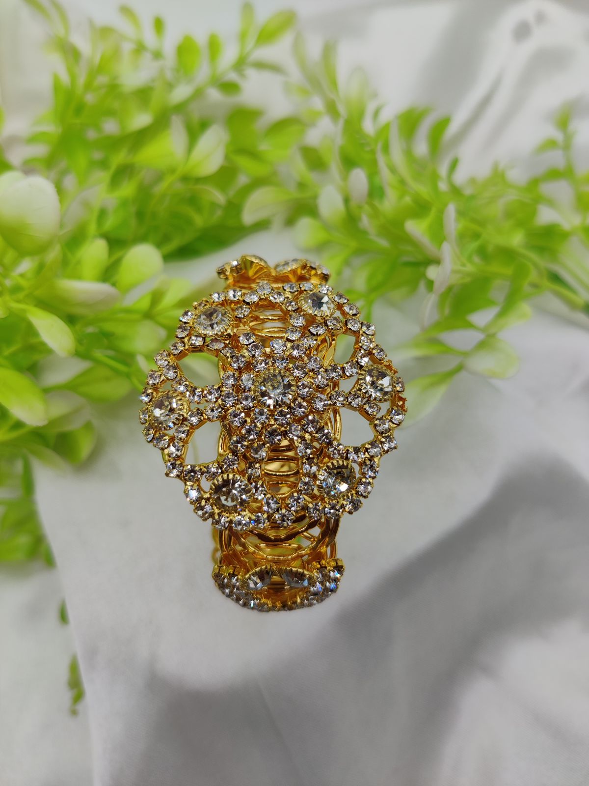 Imported Golden Lace Crystal Bracelet | Royal Ruby Elegance Bracelet