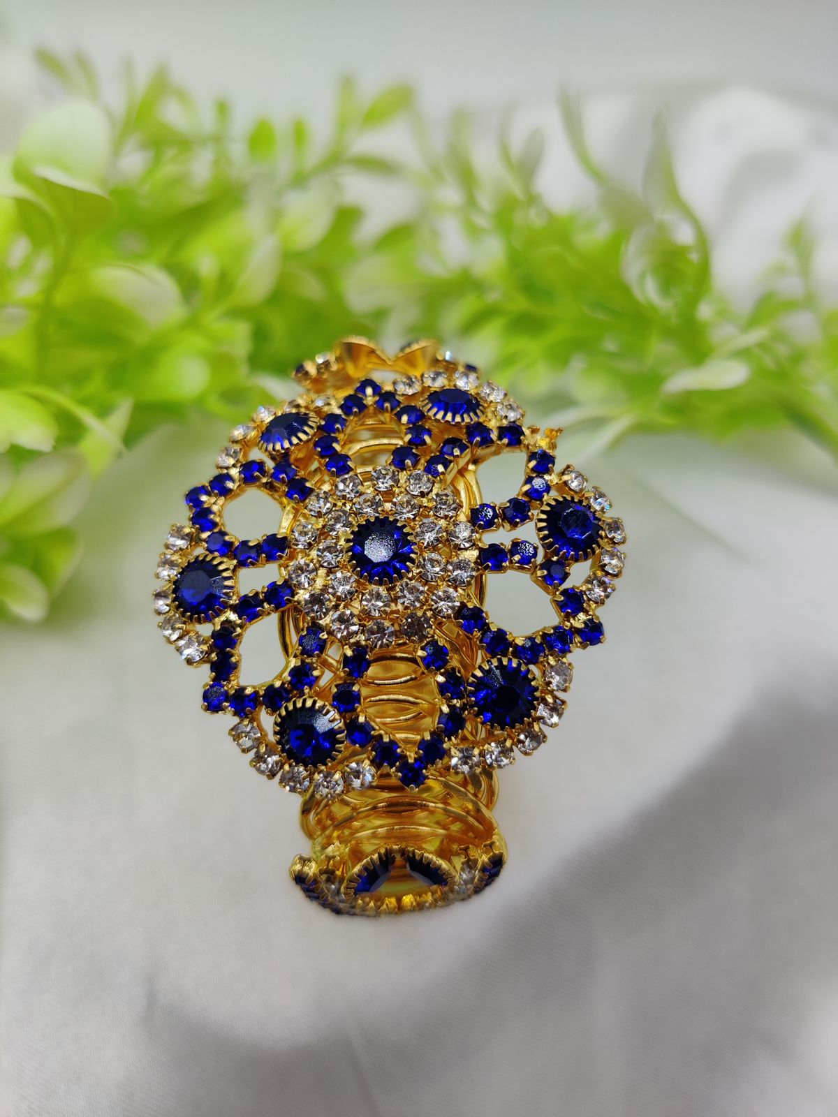 Imported Golden Lace Crystal Bracelet | Royal Ruby Elegance Bracelet - Image 2