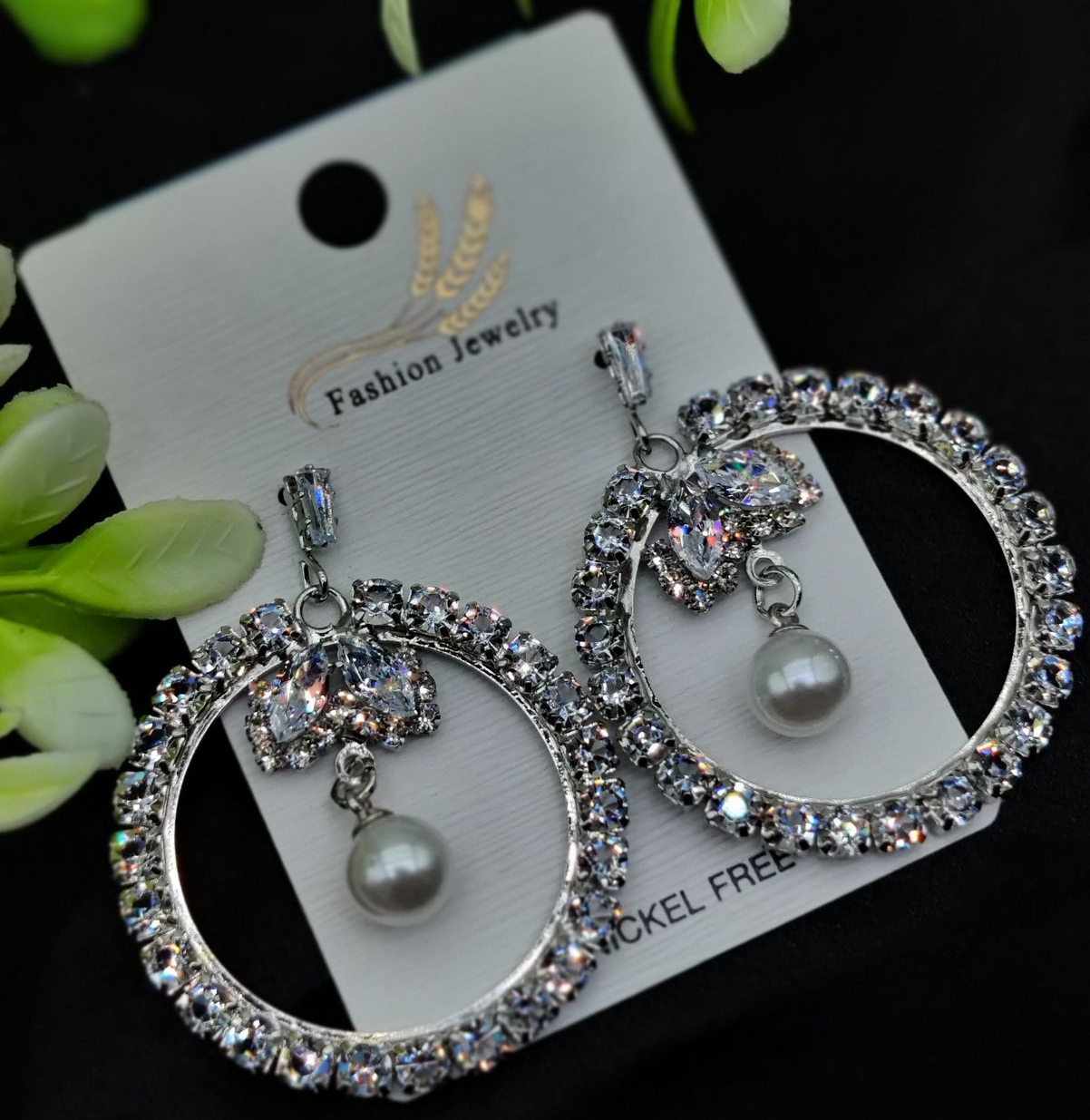 Imported Elegant Earrings Starburst Pearl,Designs | Best Quality Earrings For Girls & Women | Luxury Look Earrings ( Silver Color ) - Image 3