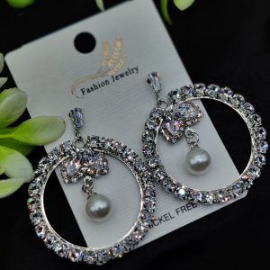 Imported Elegant Earrings Starburst Pearl,Designs | Best Quality Earrings For Girls & Women | Luxury Look Earrings ( Silver Color )