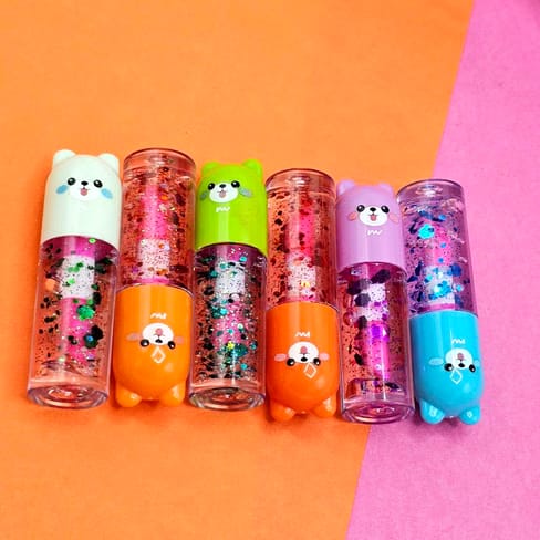 6 Pcs Cute Bear Changing Lip Gloss Set Moisturizing Magic Tint Liquid Lipstick | Royal Lipstics (Random Color) - Image 2