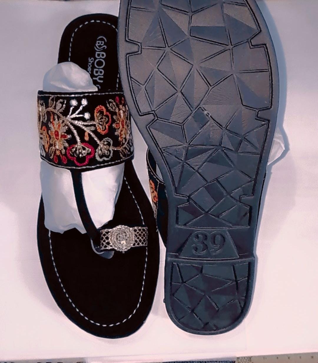 Kolhapuri Slipper Design No. 25-79 Classic Black Handcrafted Footwear (With Box )