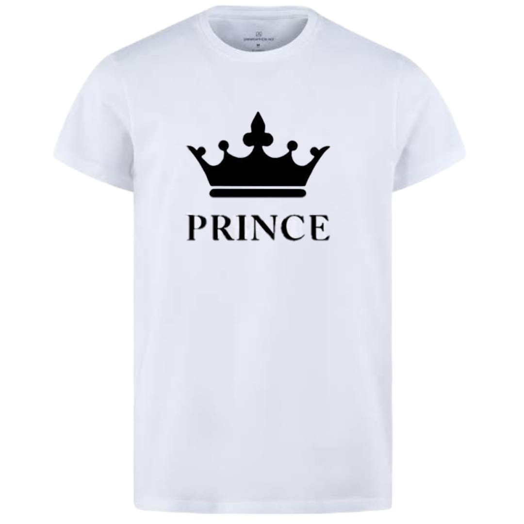 Combo Of Prince & Princes Style White T-Shirt with Cute Design - Prince & Princess Design T-Shirts Best Quality T-Shirts For Girls | T-Shirt For Women - T-Shirt For Boy | T-Shirt For Men | Princes T-Shirts | Prince Design T-Shirt