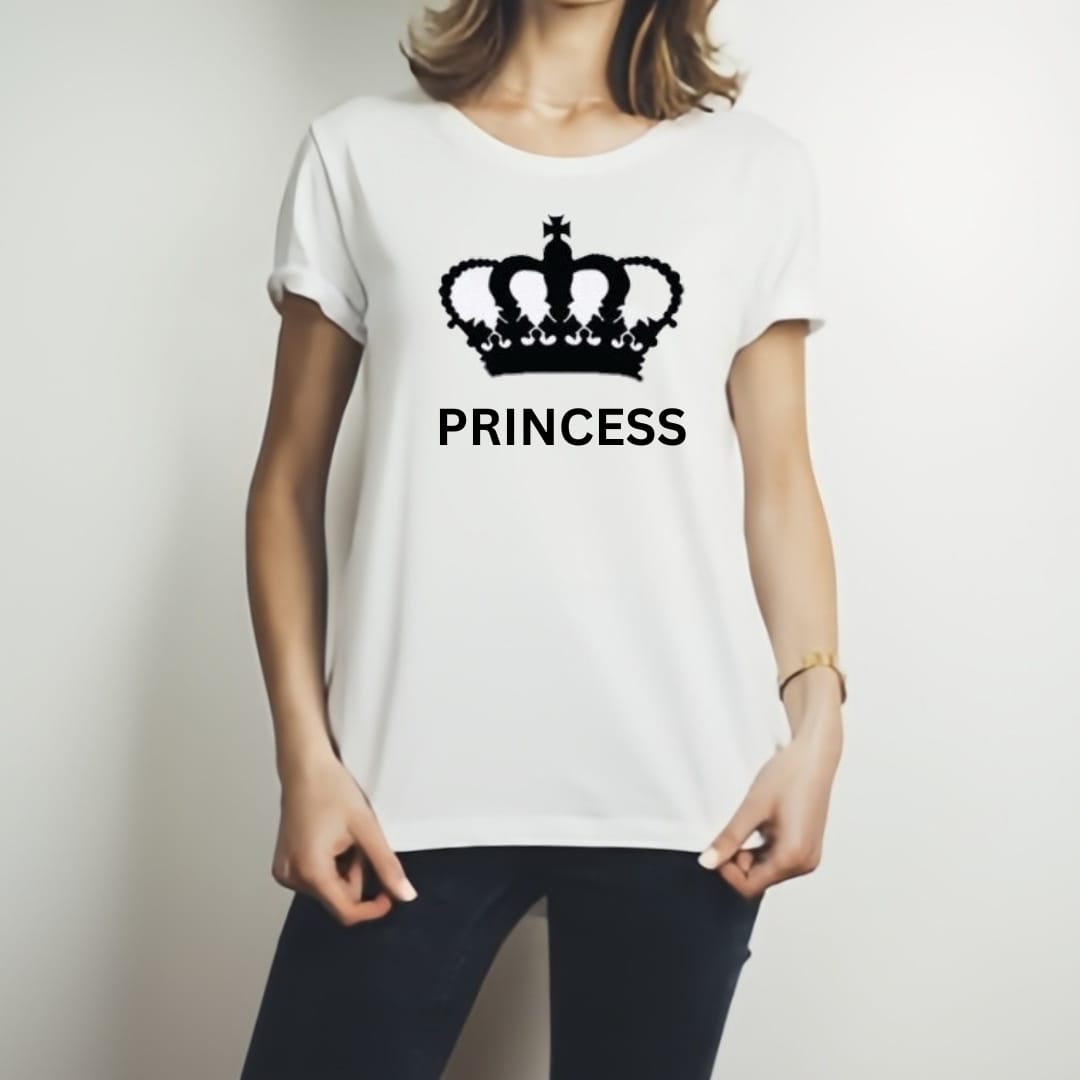 Combo Of Prince & Princes Style White T-Shirt with Cute Design - Prince & Princess Design T-Shirts Best Quality T-Shirts For Girls | T-Shirt For Women - T-Shirt For Boy | T-Shirt For Men | Princes T-Shirts | Prince Design T-Shirt - Image 4