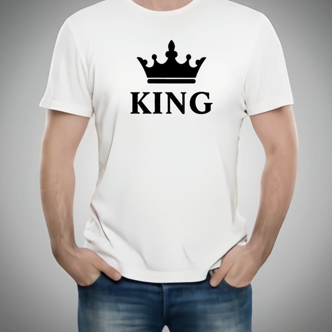 Combo Of King & Queen Style White T-Shirt with Cute Design - King & Queen Design T-Shirts Best Quality T-Shirts For Girls | T-Shirt For Women - T-Shirt For Boy | T-Shirt For Men | Queen T-Shirts | King Design T-Shirt - Image 4