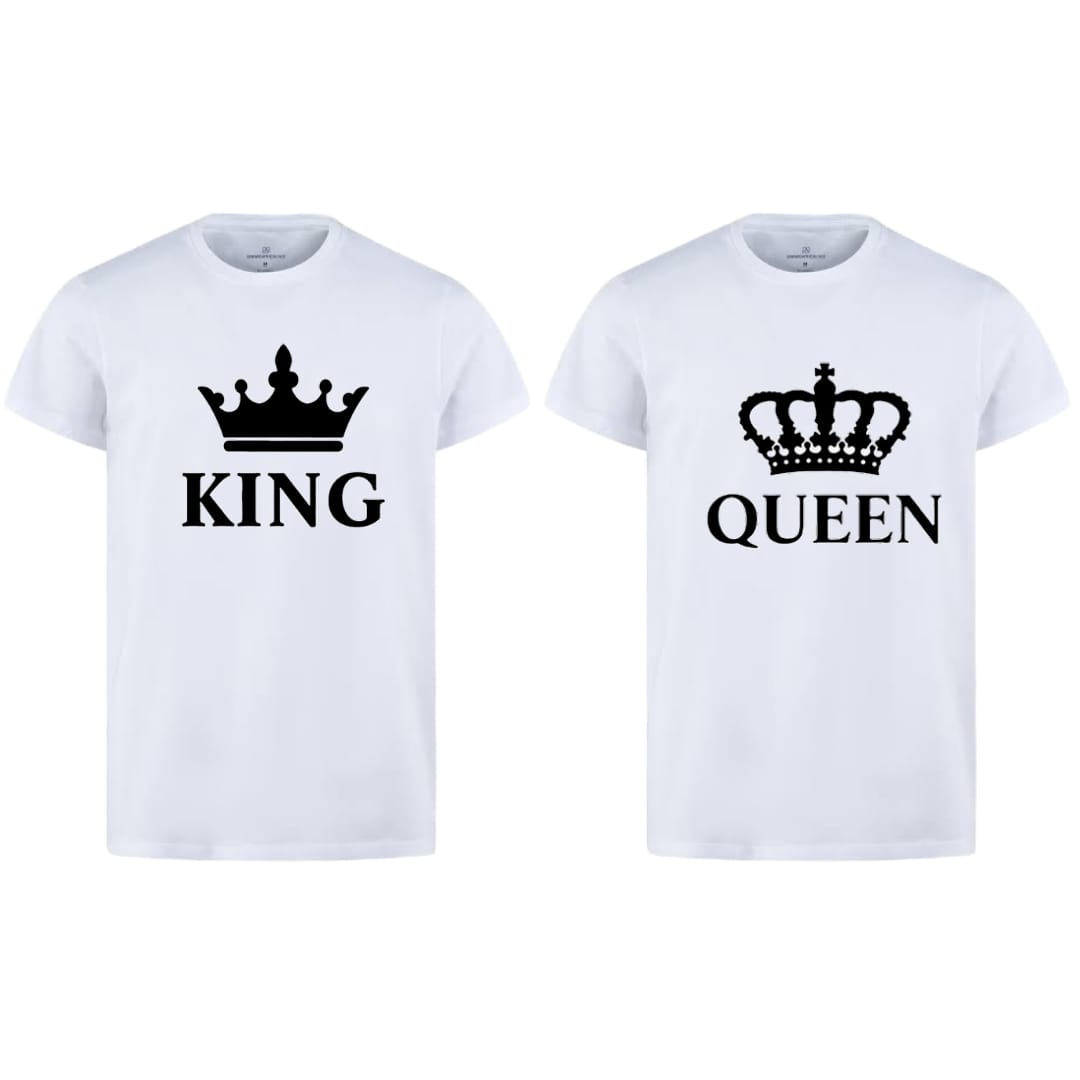 Combo Of King & Queen Style White T-Shirt with Cute Design - King & Queen Design T-Shirts Best Quality T-Shirts For Girls | T-Shirt For Women - T-Shirt For Boy | T-Shirt For Men | Queen T-Shirts | King Design T-Shirt - Image 5