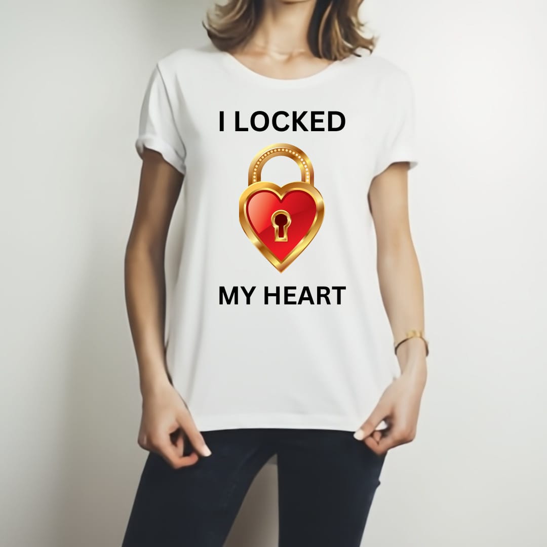 Combo Of My Heart & The Key Style White T-Shirt with Cute Design - Heart & key Design T-Shirts Best Quality T-Shirts For Girls | T-Shirt For Women - T-Shirt For Men - Image 4