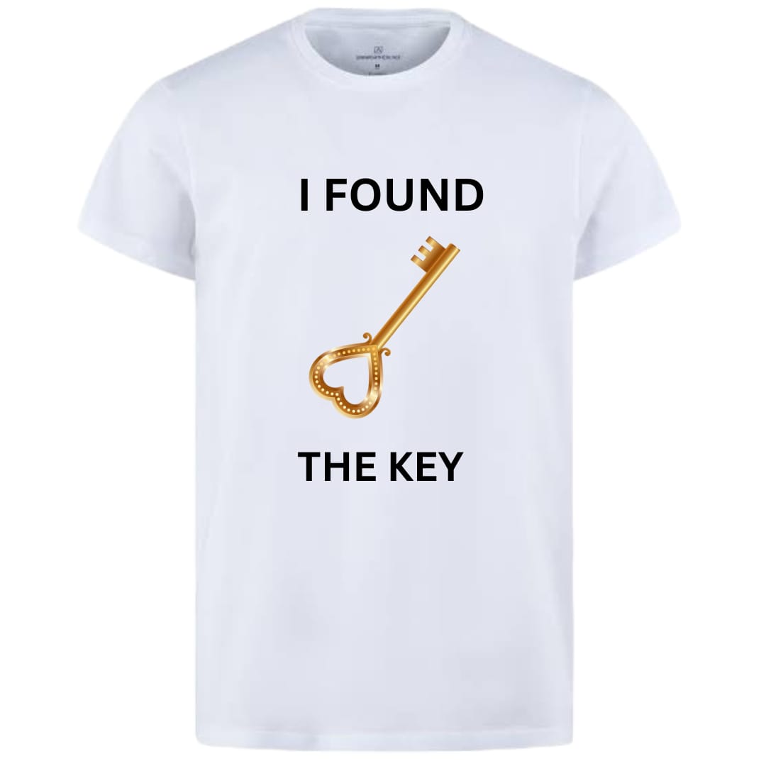 The Key & My Heart Style White T-Shirt - Key & Heart Design T-Shirts Best Quality T-Shirts For Girls | T-Shirt For Women - T-Shirt For Men - Image 2