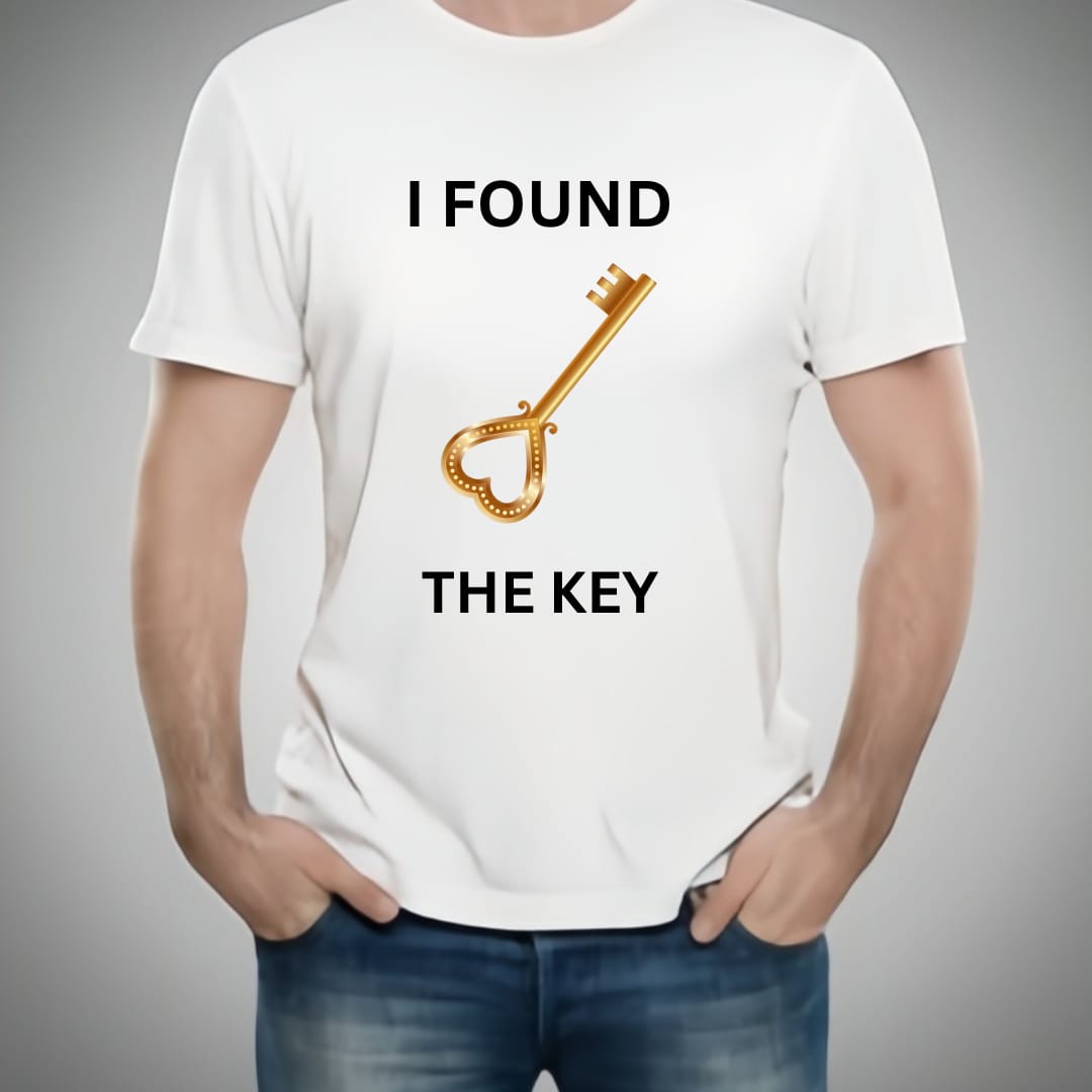 The Key & My Heart Style White T-Shirt - Key & Heart Design T-Shirts Best Quality T-Shirts For Girls | T-Shirt For Women - T-Shirt For Men - Image 3