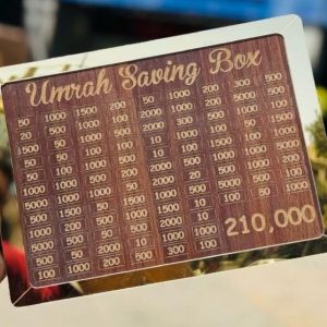 Umrah Saving Box - Box For Umrah Saving | Umrah Saving Box - Best Quality Umrah Saving Box - Umrah Saving Box Dark Brown, Wooden Money Box for Umrah - 210,000