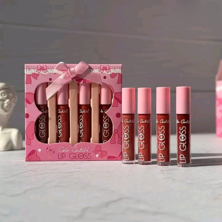 4-Piece Color Castle Bow Lip Gloss Set Cute Bow Design, Vibrant Shades, Smooth & Glossy Finish - Image 2