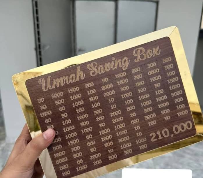 Umrah Saving Box - Box For Umrah Saving | Umrah Saving Box - Best Quality Umrah Saving Box - Umrah Saving Box Dark Brown, Wooden Money Box for Umrah - 210,000 - Image 2