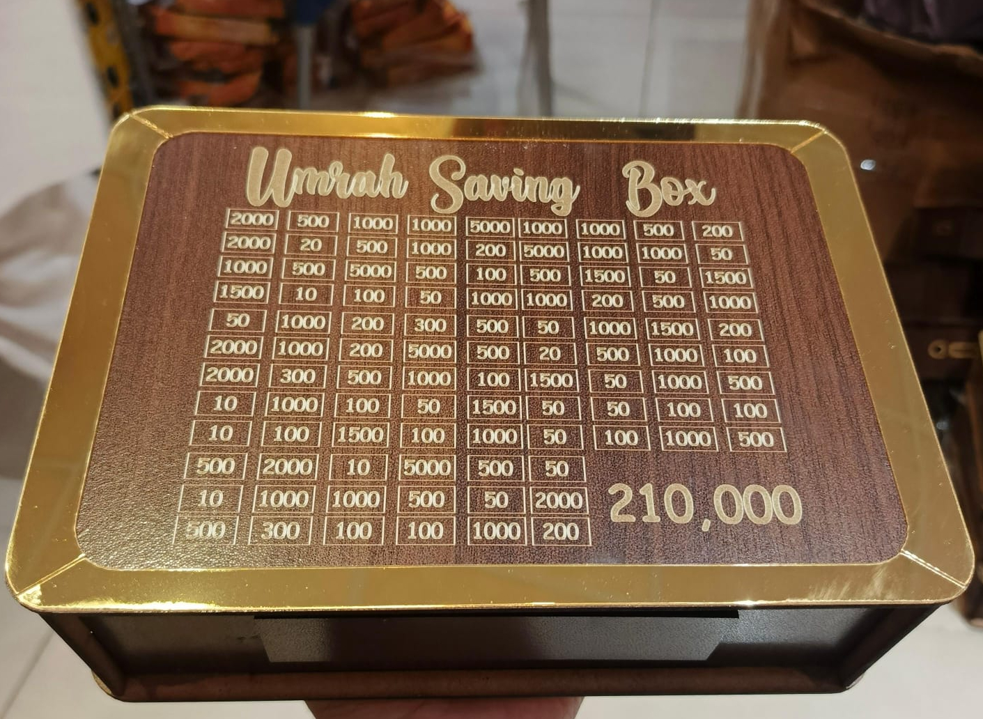 Umrah Saving Box - Box For Umrah Saving | Umrah Saving Box - Best Quality Umrah Saving Box - Umrah Saving Box Dark Brown, Wooden Money Box for Umrah - 210,000 - Image 5