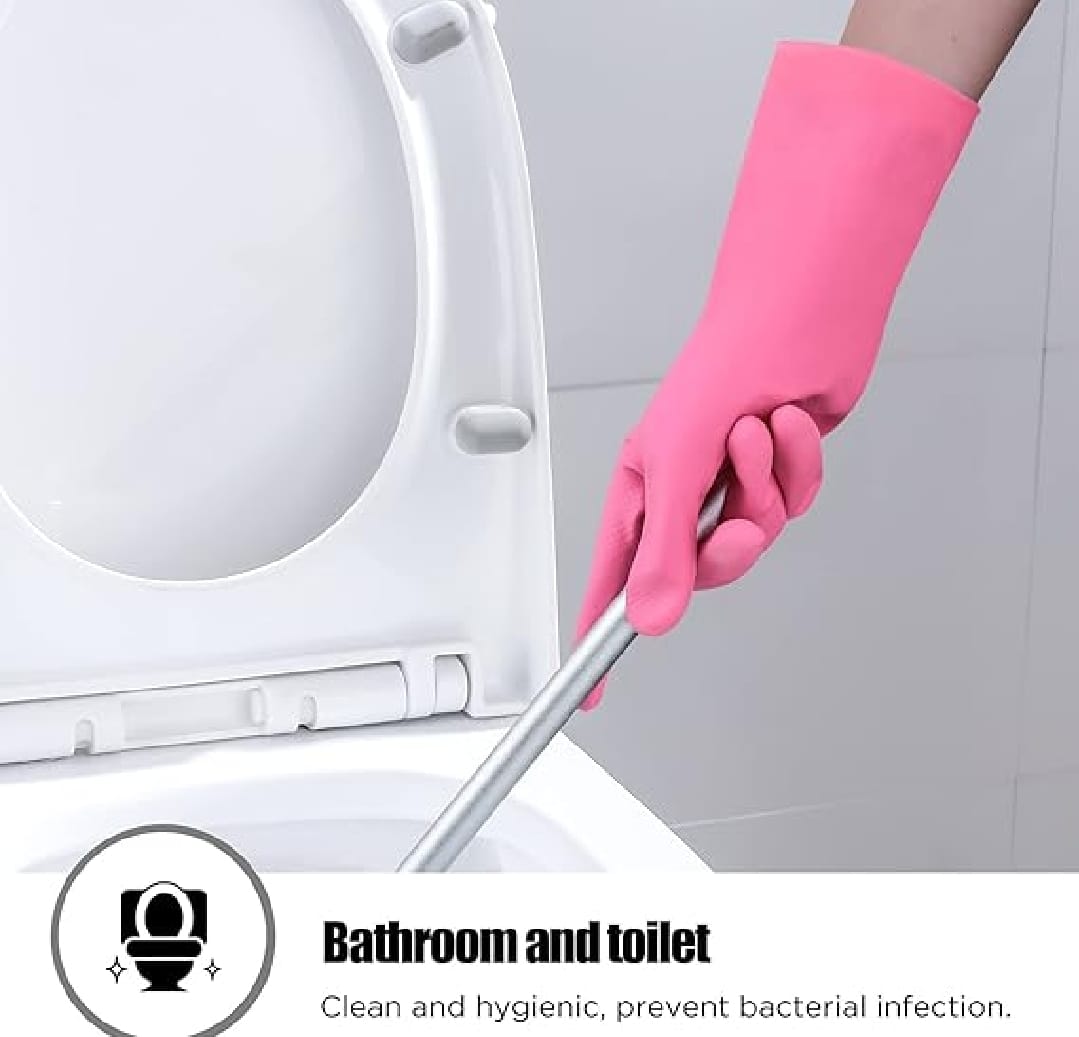 1 Pair Cleaning Gloves Kitchen waterproof Dishwashing Gloves Rubber Kitchen Gloves Antibacterial Dish Gloves - Image 2