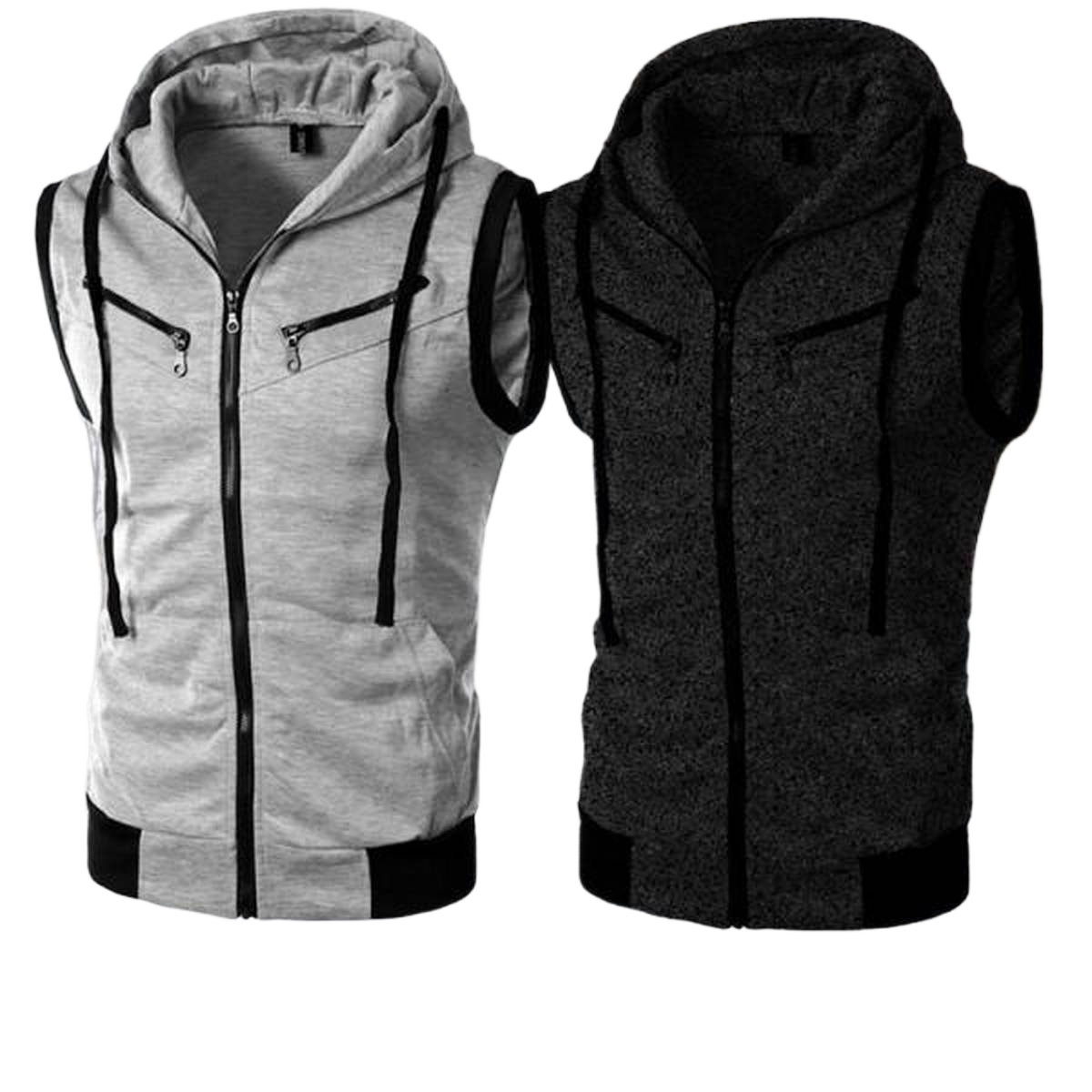 Pack of 2 Jaqueta Front Zipper Sleeveless Hoodies | 2 Pieces | New Jet Collection Upper - Image 2