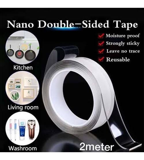 Nano Double-Sided Tape (2 Meters) Washable, Reusable, and Strong Adhesive for Multi-Purpose Use Versatile Tape for Home, Office, and DIY Projects - Image 3
