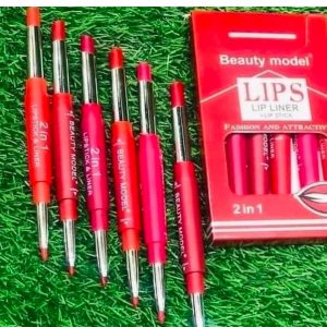 2-in-1 Waterproof Lipstick & Lip Liner Â– Long-Lasting, All-Day Color | Best Quality ]Waterproof Lipstick [Random Shades]