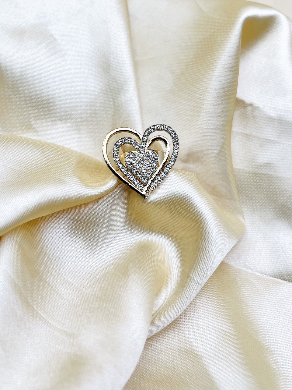 1 Piece Imported Radiant Double Heart Crystal Ring A Love That Shines ???? | Best Quality Adjustable Ring | Ring For Girls & Women