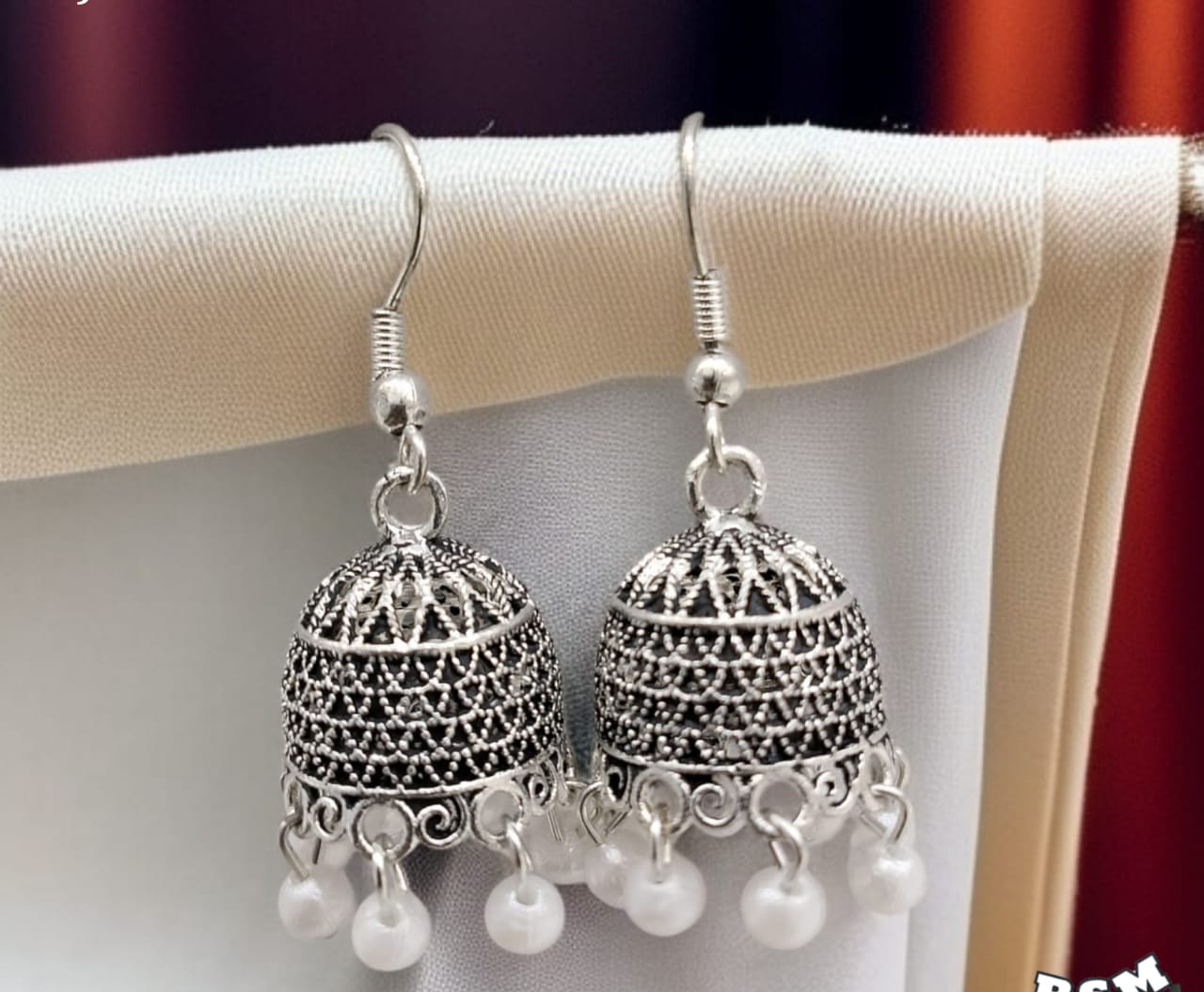 Silver Indian Jumky / Jhumka Earrings by Quirky Fashions | Ethnic wear | Casual wear - Image 3