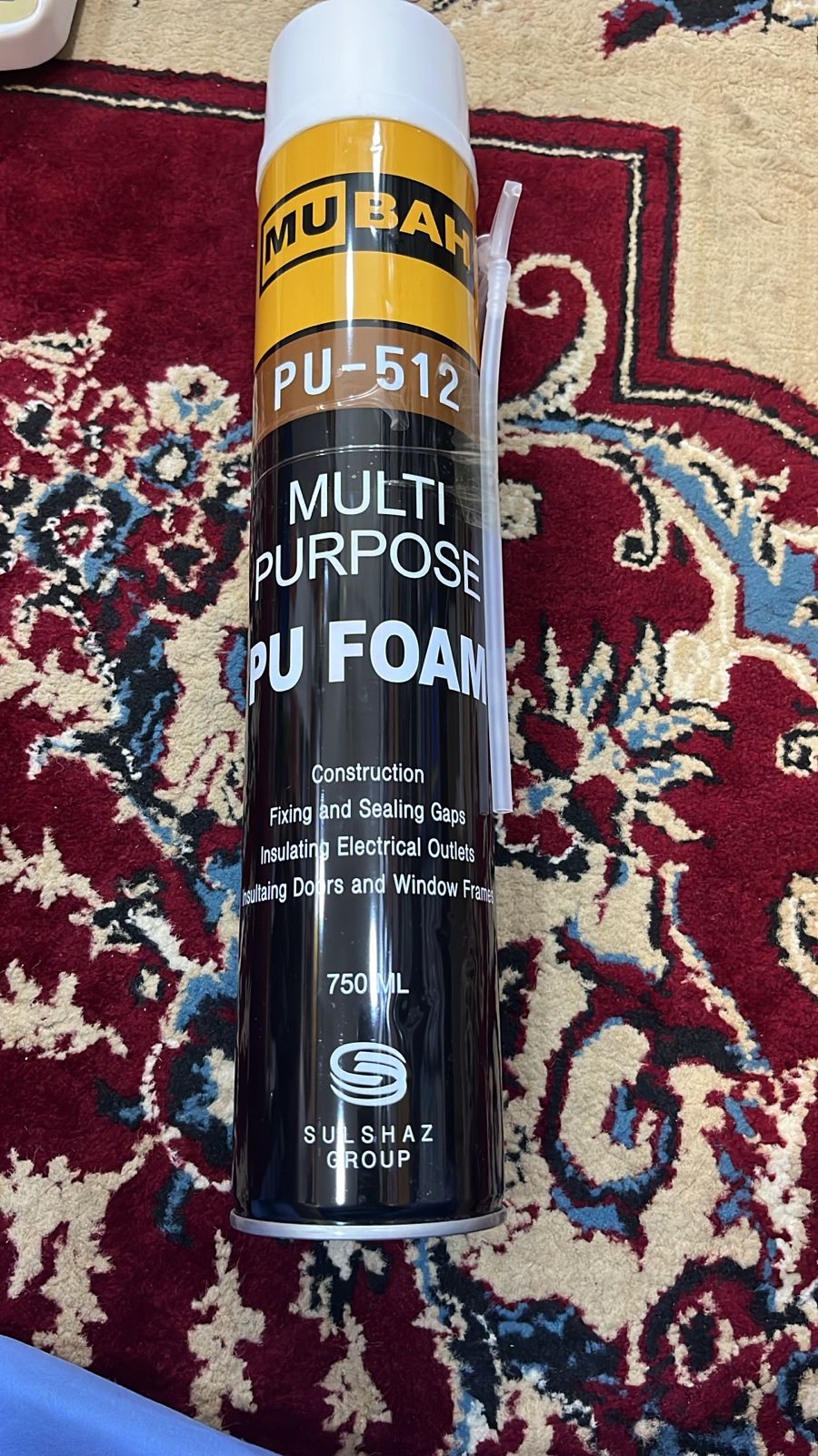 Mubah PU Foam Spray 750ml Multipurpose Expanding Foam for Gaps, Joints, and Crack Filling | PU 512 High-Performance Sealant
