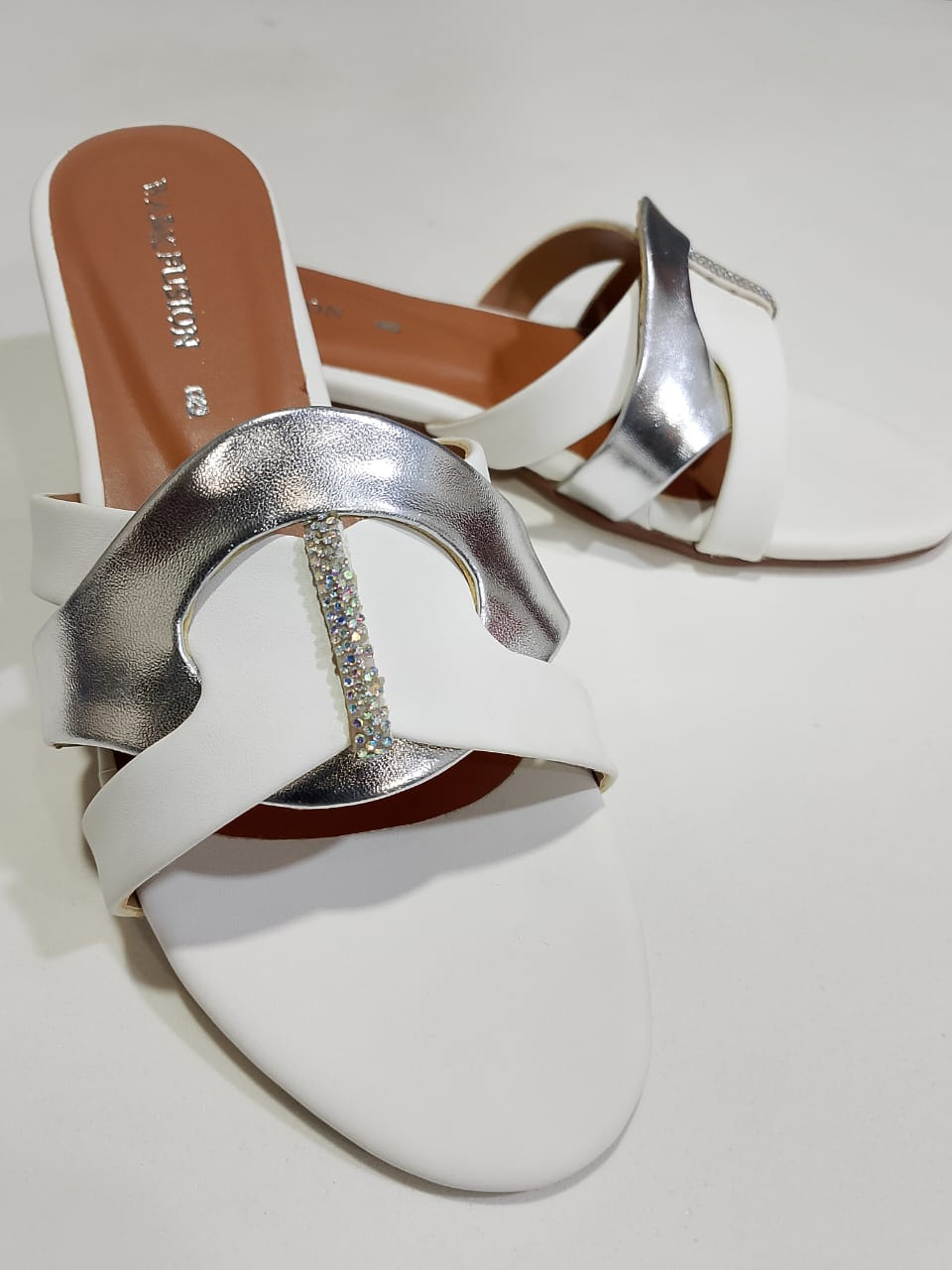 White & Silver Premium Slippers Elegant Design, Comfy Feel & Stylish Look | Slipper | Slipper For Women (With Box) - Image 4
