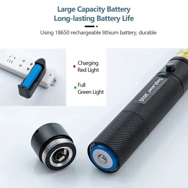 Special Edition High-Power 303 Green Laser Pointer with Adjustable Focus, 8 Designs & Shapes, 5km Range Rechargeable Battery, Charger & Safety Lock - Image 5