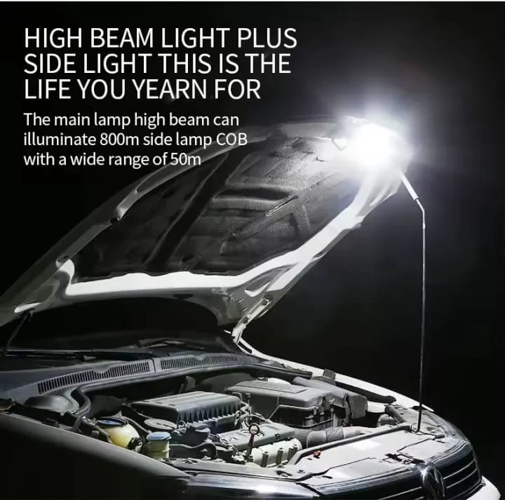 Super Bright USB Rechargeable Plastic Flashlight with Side Light Compact, Durable & Powerful LED Torch - Image 2